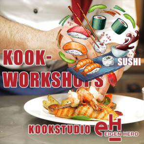 Kookworkshop<br><b>Sushi</b><br>woensdag 9 oktober 2024 19:00 uur
